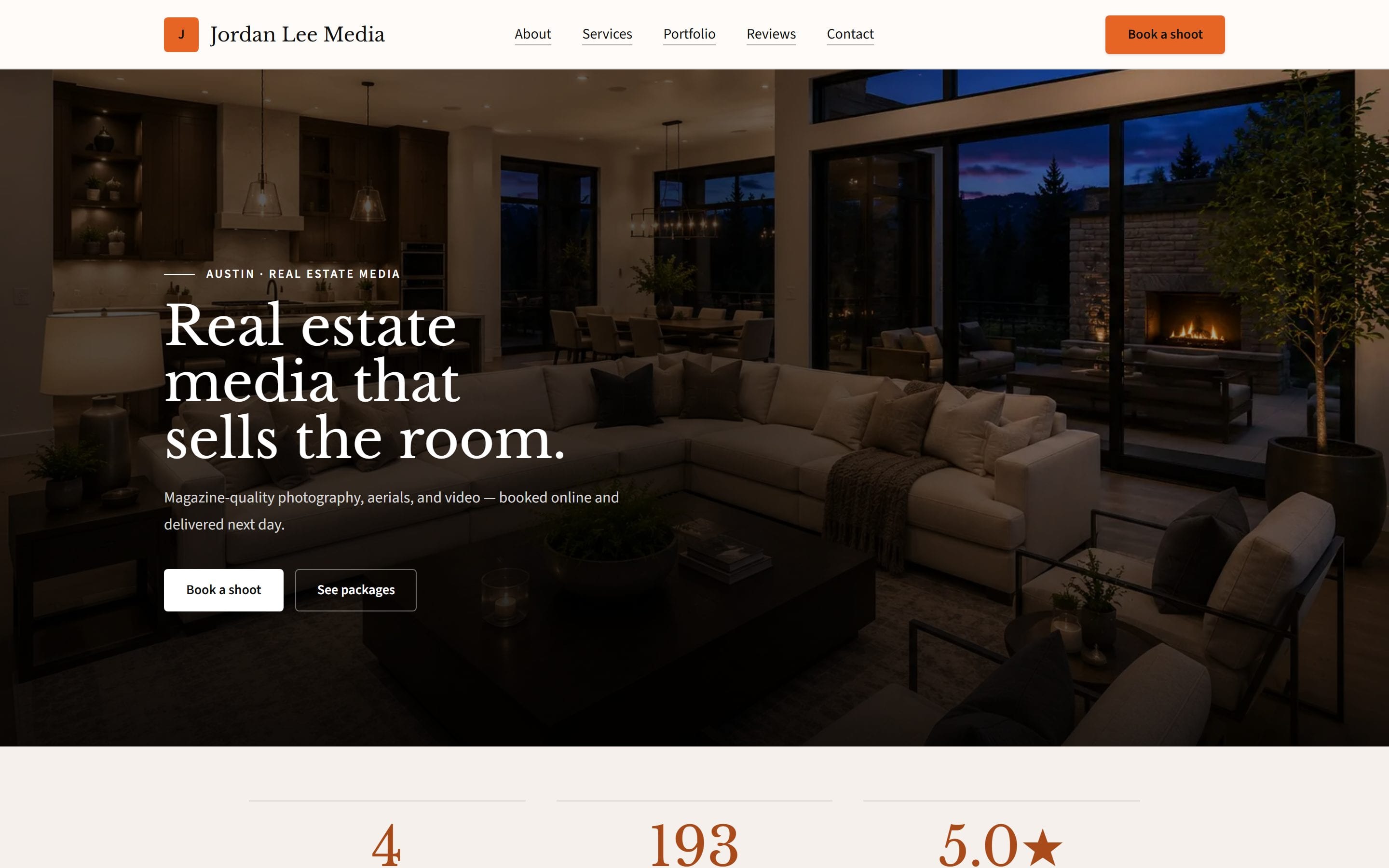 Jordan Lee Media's home page in the Cornerstone theme
