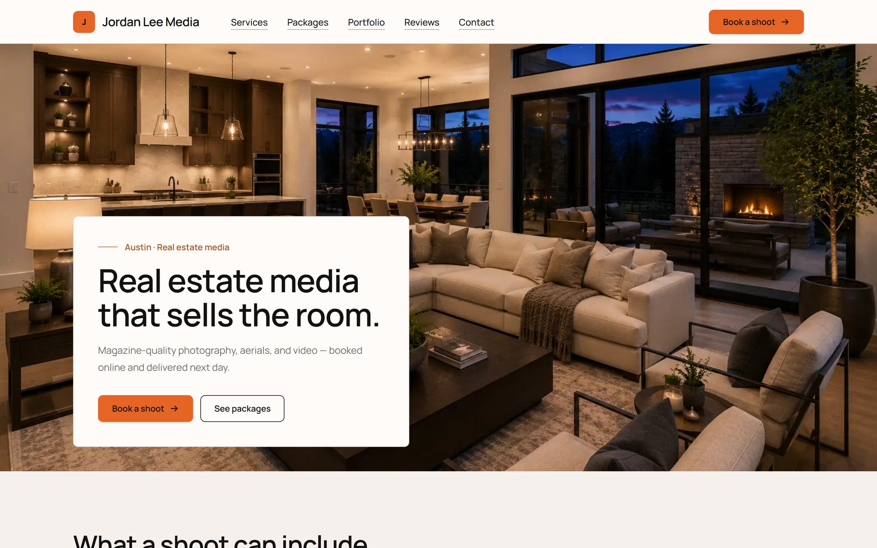 Jordan Lee Media's home page in the Daylight theme