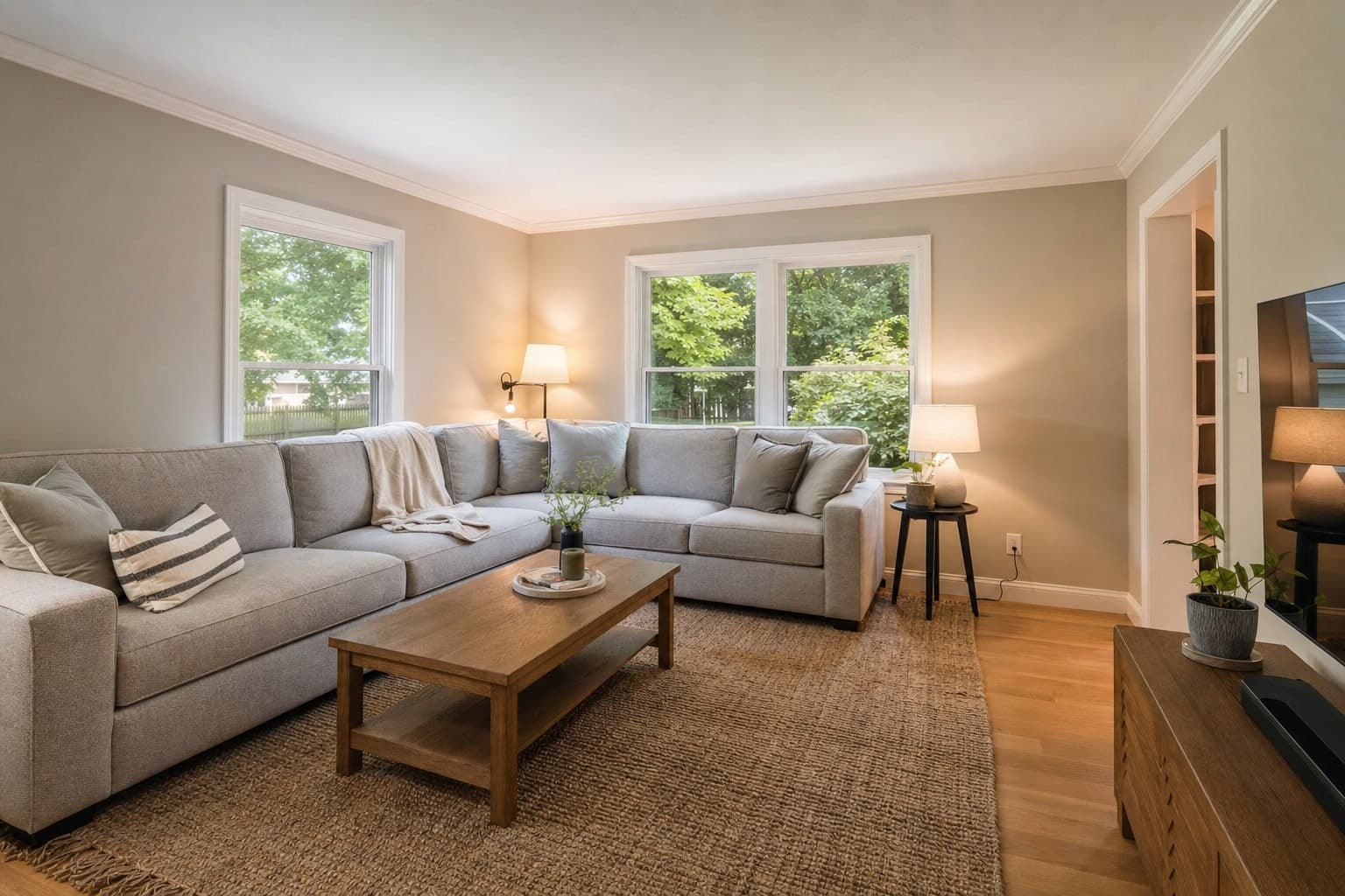 A living room developing from the frame as shot into the delivered frame
