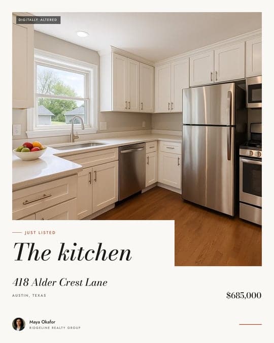 A Collage feature post for the kitchen, titled The kitchen